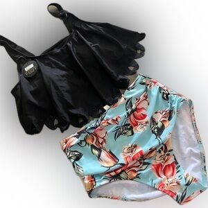 Mooncore Womens Swimsuit High Waisted Tankini Bathing Suits Two Piece Flounce